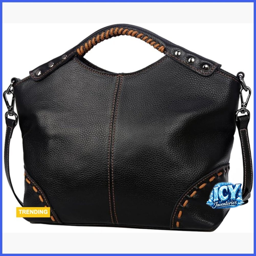 Premium Leather Satchel Crossbody Bag with Detachable Strap